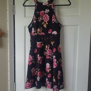 No Boundaries Blue and Black Halter Sundress Casual